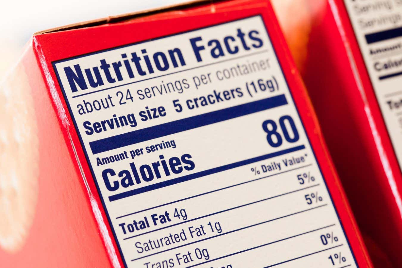 PRJWHE Nutrition facts label on box of crackers - USA