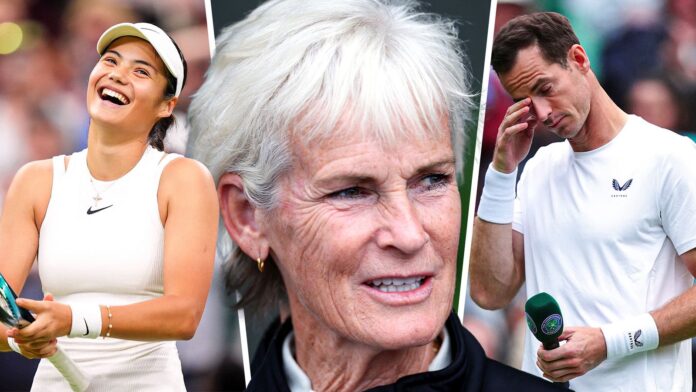 Emma Raducanu, Judy Murray and Andy Murray at Wimbledon